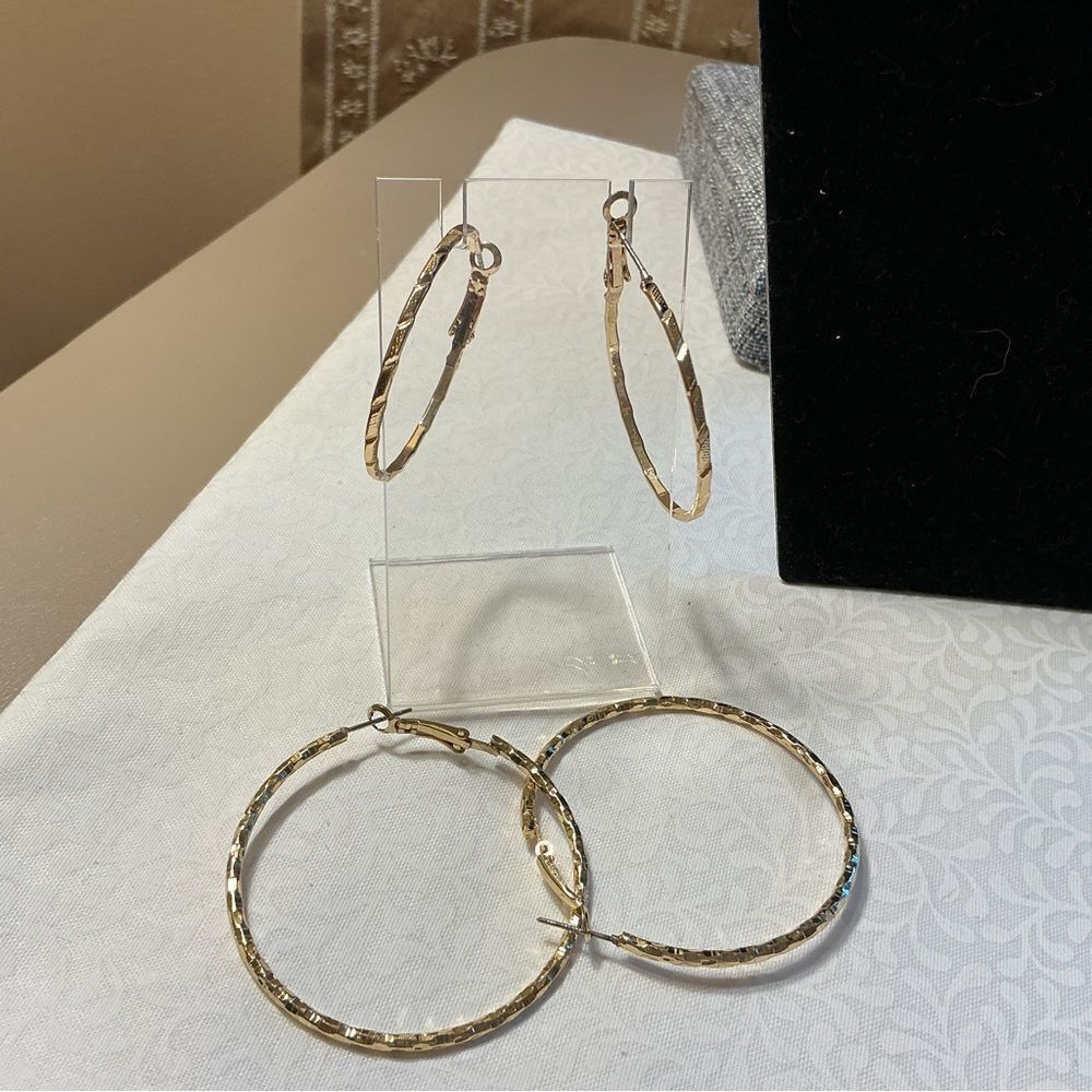Hammered Goldtone Hoops in 2 Sizes